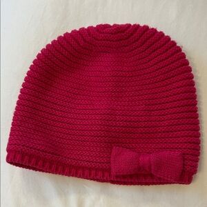 Jacadi Raspberry Knit Hat with Bow